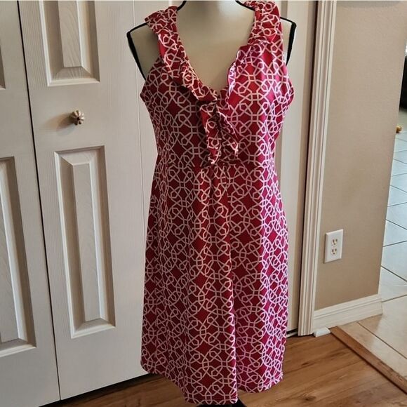 Tracy Negoshian Women's Jetsetter Red Printed Sleeveless Shift Dress Size XXS - Picture 1 of 16